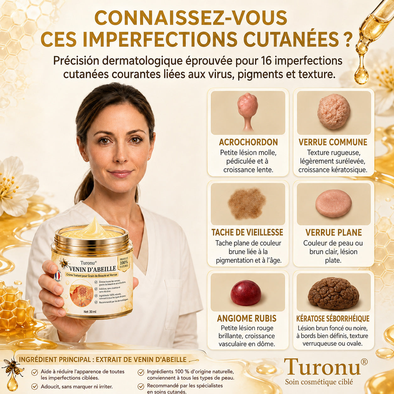 Turonu®🎇 蜂毒配合の先進ケアクリーム｜イボ・肌の気になる部分へ 👨‍⚕️ 皮膚科学に着想を得た処方 | ご自宅でできる集中ケア