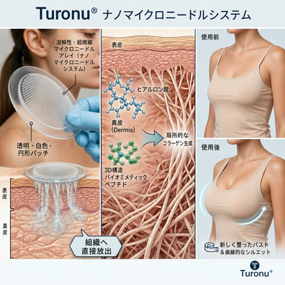 ✨Turonu® ☺️ 最先端ナノマイクロニードルパッチ｜理想のバストアップ集中ケア 🧪🇯🇵