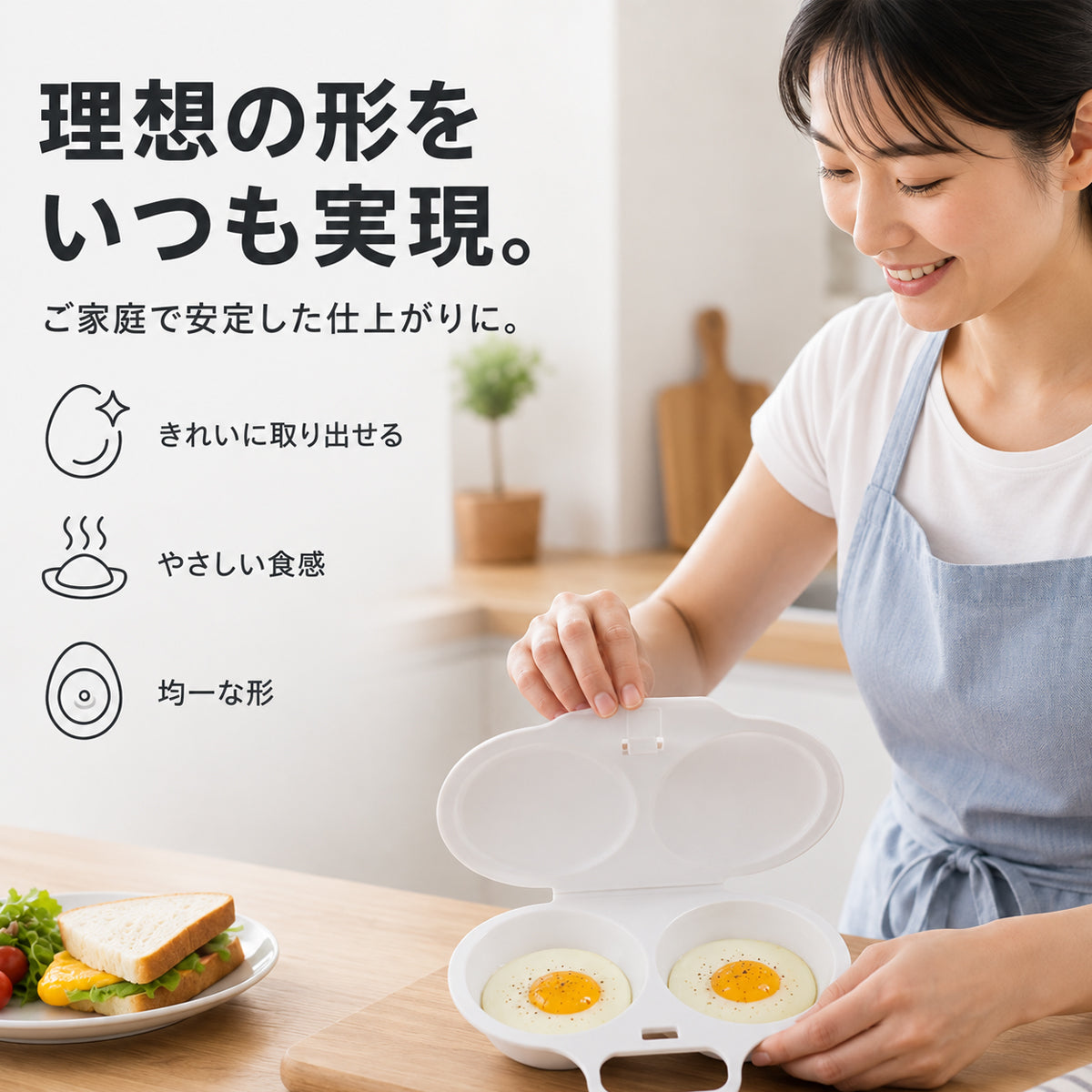 🍳 Toaimer® 電子レンジ用たまごメーカー｜60秒でふわとろ卵が完成！油なし・フライパン不要の簡単朝食クッカー